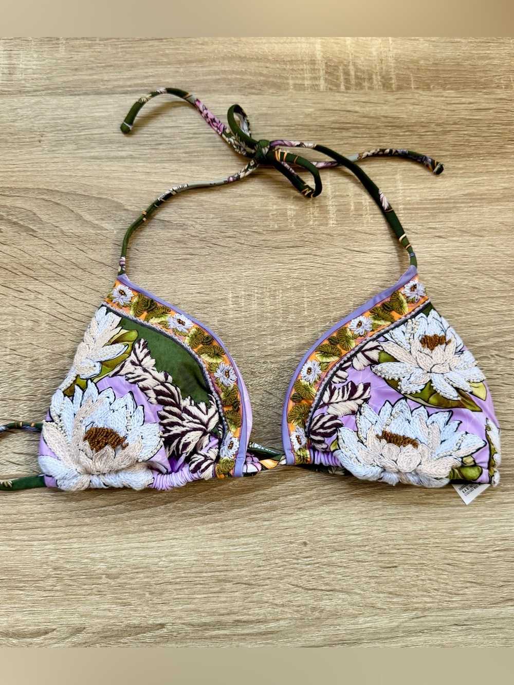 New Agua Bendita Beaded Lolita Reversible Bikini Top Purple Large